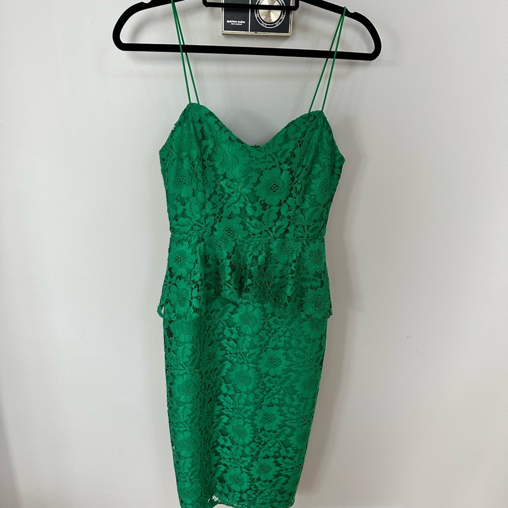 Missguided+ Green Peplum Midi Dress Spaghetti Straps